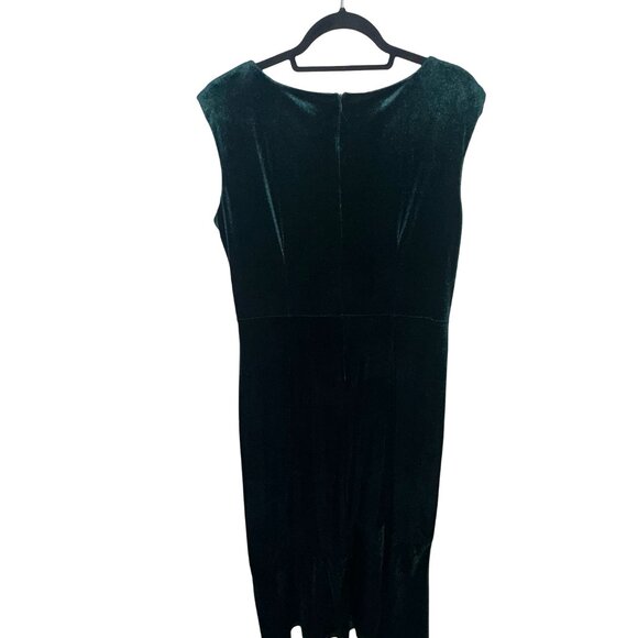 Danny & Nicole Velvet Women's Hunter Green Short Sleeve Midi Fit + Flare Dress S - Picture 6 of 12